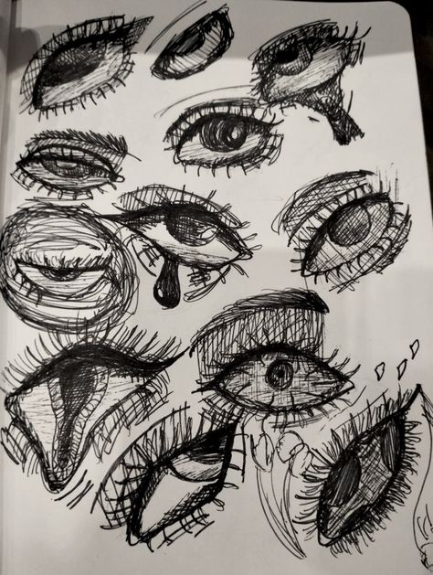 Creepy Eyes, Creepy Drawings, Eye Sketch, Grunge Art, Easy Doodle Art, Edgy Wallpaper, Natural Eyes, Simple Doodles, Sketchbook Art Inspiration