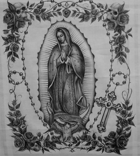 187 Virgin Mary Tattoos, Mary Tattoos, Painting Ideas Easy, The Virgin Mary, With Meaning, Tattoos With Meaning, Virgin Mary, Painting Ideas, Roses