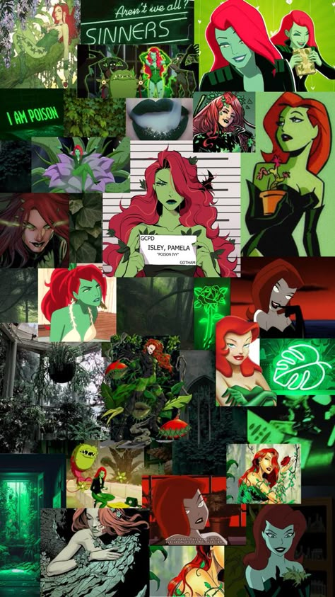 Poison Ivy Line Art, Baddie Anime Characters, Posion Ivy Wallpapers, Posion Ivy Pfps, Poison Ivy Aesthetic Wallpaper, Poison Ivy Royale High, Posion Ivy Costume Aesthetic, Poison Ivy Background, Poison Ivy Character Comic Books