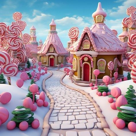 Candyland Illustration, Fairytale Pictures, Candy City, Candyland Games, Book Sketches, Candyland Cake, Candy Castle, Making Cakes, Cartoon House