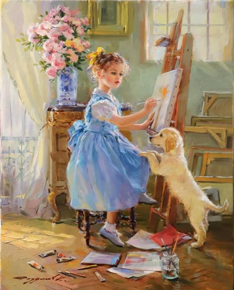 Konstantin Razumov, Art Mignon, Soyut Sanat Tabloları, Painting Of Girl, Aesthetic Painting, Victorian Art, Russian Art, Romantic Art, Classical Art