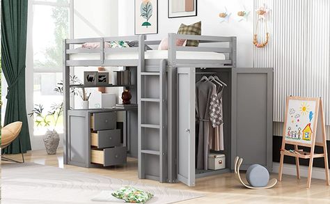 Desk And Wardrobe, A Loft Bed, Trundle Bed With Storage, Bed With Wardrobe, Desk Wardrobe, Loft Bed Frame, Bed Frame With Drawers, Twin Size Loft Bed, Twin Loft Bed