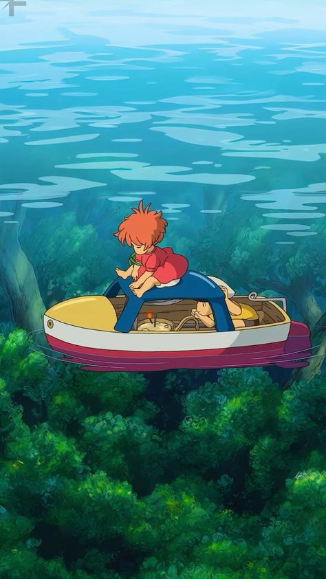 Ponyo Grown Up, Ghibli Wallpaper Ponyo, Studio Ghibli Ponyo Wallpaper, Ponyo Wallpapers Iphone, Ponyo Aesthetic Wallpaper, Ponyo Wallpapers, Ponyo Aesthetic, Ghibli Illustration, Wallpaper Ghibli