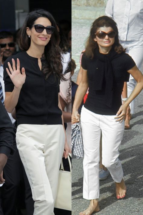 Mode Ab 50, Jackie O Style, Fest Outfits, Black Shirts, Amal Clooney, George Clooney, 가을 패션, Fashion Over 50, Mode Vintage