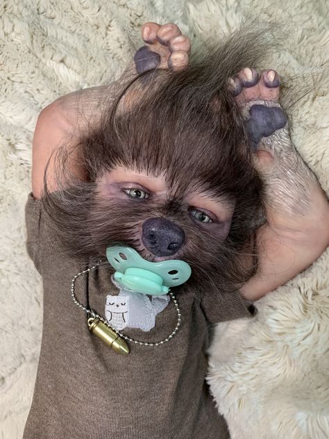 Werewolf Family, Ash Baby, Scary Reborn Doll, Alternative Reborn Dolls, Ooak Horror Dolls, Horror Reborn Dolls, Creepy Doll Halloween, Dc Superhero Girls Dolls, Newborn Wolf Pups