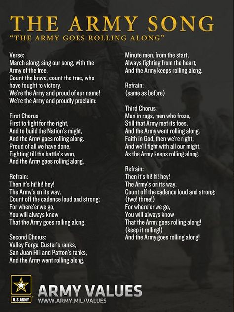 U.S. Army al Twitter: "#TuesdayThoughts: Do you know the #USArmy Song? https://t.co/kKK86odpRg https://t.co/q9gLzWKXLZ" / Twitter Army Vs Navy, Army Band, Army Ranks, Internal Monologue, Military Bases, Basic Training, Army National Guard, Army Women, Army Life