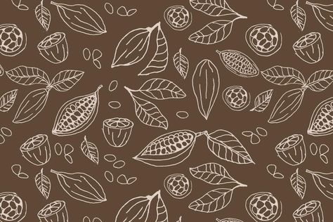 Cocoa Background, Choco Box, Line Drawing Pattern, Organic Background, Cocoa Plant, Cocoa Beans, Drawing Pattern, Plant Background, Heart Tree