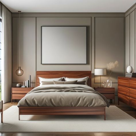 16 Striking Wall Colors for Cherry Wood Bedroom Furniture Dark Wood Bedframe, Bedroom Dark Wood, Cherry Wood Bedroom Furniture, Cherry Wood Bedroom, Small Room Paint, Wood Bedroom Decor, Cherry Bedroom Furniture, All Wood Furniture, Greige Walls