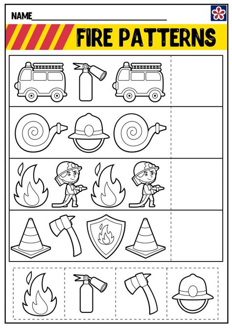 Free Firefighter Worksheets | TeachersMag.com Community Helpers Firefighters, Fire Safety Worksheets, Fire Safety Preschool Crafts, Safety Worksheets, Safety Preschool, Fire Safety Crafts, Fire Safety Free, Community Helpers Kindergarten, Fire Safety Theme