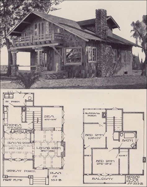 1912 Swiss Chalet Style Bungalow - Los Angeles Investment Company - Designed by Ernest McConnell Chalet Floor Plans, Chalet House Plans, Chalet Bungalow, Swiss House, Vintage Floor Plans, Style Bungalow, Investment Company, Swiss Chalet, Sleeping Porch