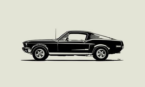 Mustang Gtr, Mustang Art, Vintage Mustang, Ford Mustang Fastback, Apple Imac, Automotive Artwork, Alex G, Jerry Can, Skateboard Design