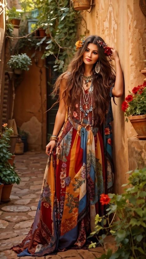 Artsy Girl Aesthetic, Bohemian People, Wife Clothes, London Queen, Mexico Fashion, Under An Umbrella, Dresses Casual Boho, Boho Woman, Wide Leg Jeans Outfit