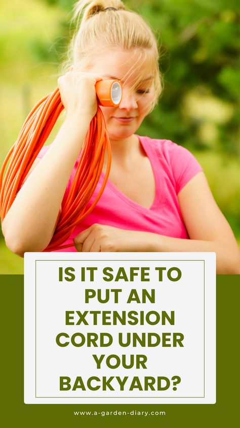 "Is It Safe To Put An Extension Cord Under Your Backyard?" Get the expert advice you need to keep your backyard safe and sound. Understand the dangers of improper installation, including potential fire hazards, electrical shorts, and damage to your extension cord. Learn the best practices for outdoor electrical work, and explore alternatives that could better suit your needs. Make your backyard a safer place with the right approach to extension cord usage. Don’t take unnecessary risks. Outdoor Extension Cord, Home Electrical Wiring, Electrical Code, Garden Diary, Extension Cords, House Wiring, Electrical Work, Fire Hazard, Electrical Safety