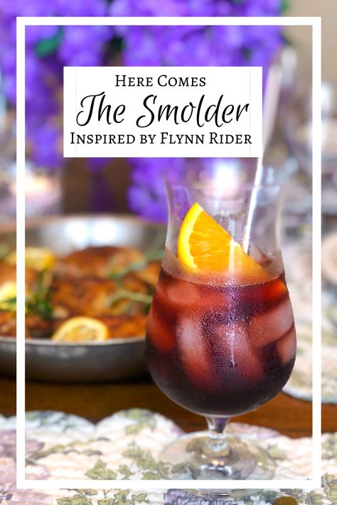 A rum-based cocktail inspired by Flynn Rider. Tangled Drinks Alcohol, Disney Inspired Cocktail Recipes, Tangled Theme Drinks, Tangled Inspired Cocktails, Tangled Themed Cocktails, Cocktails Inspired By Movies, Tangled Drinks, Tangled Cocktails, Princess And The Frog Drinks