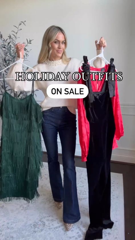 Logan Velvet Shoulder Tie Jumpsuit curated on LTK Embellished Sweaters, Velvet Jumpsuit, Holiday Party Outfit, Fringe Dress, Embellished Top, Red Satin, Flare Jeans, Party Outfit, Jumpsuit