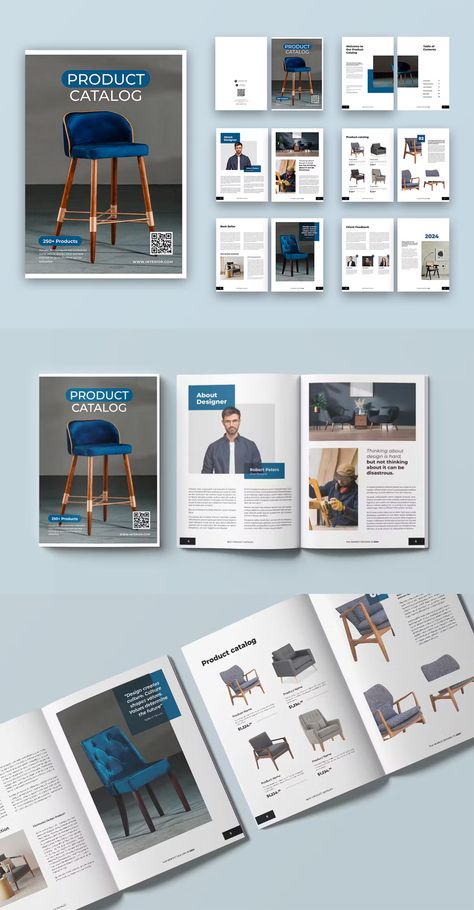 Modern Catalog Template InDesign INDD & IDML. 12 Custom Pages. A4. Catalog Furniture Design, Furniture Catalog Design, Product Catalog Design, Catalog Design Inspiration, Design Produk, Catalogue Design Templates, Catalog Design Layout, Catalogue Layout, Catalog Template