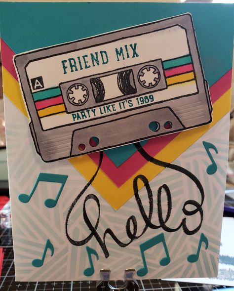 Mix Tape Drawing, Cassette Doodle, Cassette Tape Drawing Simple, Casette Tape Doodle, Cassette Tape Doodle, Tape Drawing, Music Cards, Teal Background, Concord And 9th