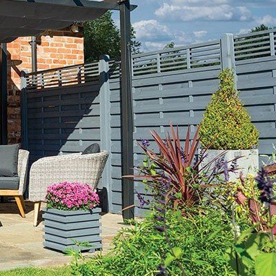 Modern Fence Panels, Fence Trellis, Slatted Fence, Slatted Fence Panels, Grey Fences, Decorative Fence Panels, Wooden Fence Panels, Trellis Fence, Contemporary Garden Design