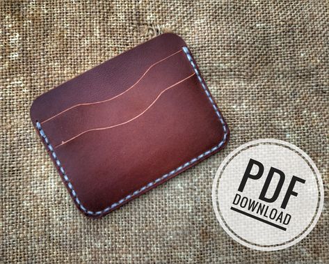 PDF leather wallet template pattern - leather cardholder  (mini wallet) Leather Card Holder Pattern, Wallet Pattern Free, Card Wallet Pattern, Leather Patterns Templates, Leather Templates, Wallet Template, Handcrafted Leather Wallet, Leather Working Projects, Leather Working Patterns