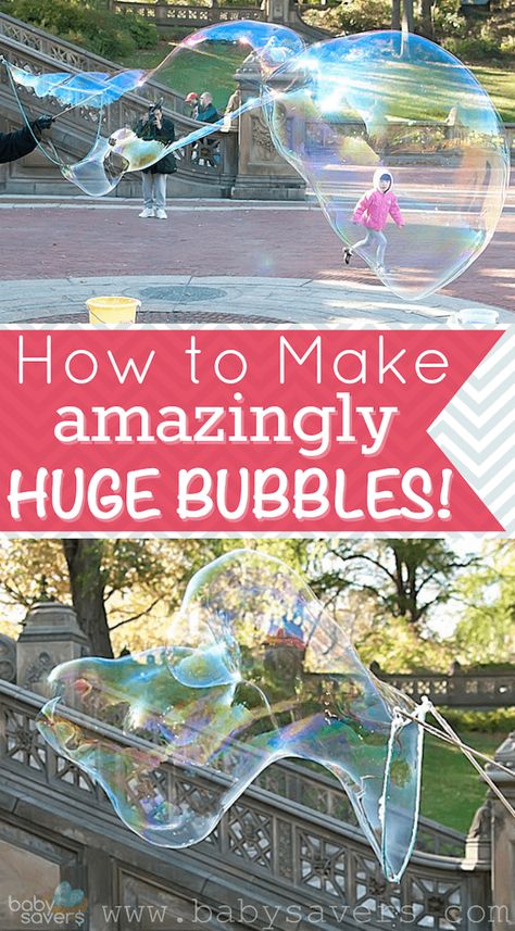 Make the BIGGEST and the BEST giant bubbles with this simple homemade bubble solution recipe! Large, big bubbles are so fun! Even includes DIY instructions for a homemade giant bubble wand, plus tips and tricks for forming the best huge bubbles. Make giant bubbles with these instructions for how to make huge bubbles! Get this super easy recipe that will provide hours of fun for your family! Summer Games For Preschoolers, Summer Games For Kids, Huge Bubbles, Bubbles Recipe, Oppgaver For Barn, Bubble Station, Bubble Recipe, How To Make Bubbles, Homemade Bubbles