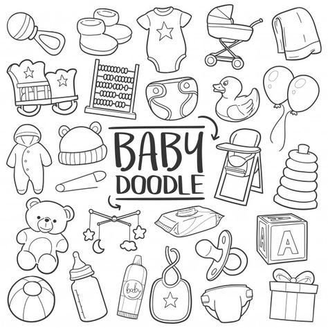 Nursery Traditional, Baby Journal Book, Baby Doodle, Trin For Trin Tegning, Scribble Sketch, Pregnancy Scrapbook, Doodle Baby, Doodle Icons, Baby Bullet