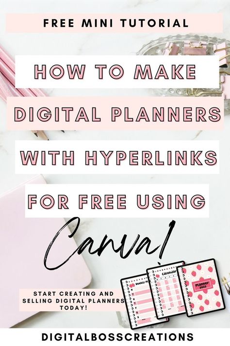 How to Create a Digital Planner in Canva for Free Create A Digital Planner, How To Make Planner, Business Printables, Free Planner Stickers, Using Canva, Small Business Planner, Planner Organiser, Digital Calendar, Planner Pdf