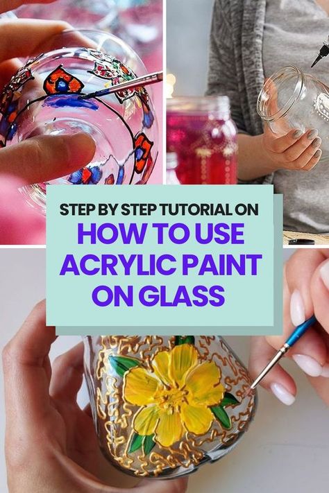 Discover the art of using acrylic paint on glass with this simple guide. I share a step-by-step tutorial on how to use acrylic paint on glass + the best 9 acrylic paint for glass! Painting Glassware Acrylic, How To Paint Stained Glass Effect, Stained Glass Bottle Painting, Best Glass Paint, Painting On The Glass Ideas, How To Paint On Glassware, How To Make Glass Paint, Best Paint For Glass Diy Projects, Painting Glass Tutorial