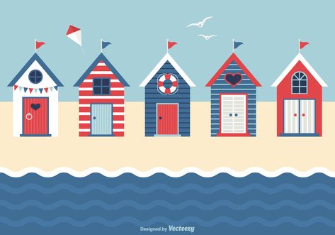 Beach Huts Art Paintings, Beach Hut Painting, Beach Hut Art, Beach Huts Art, Beach Quilt, Seaside Art, Beach Huts, House Quilts, Nautical Art