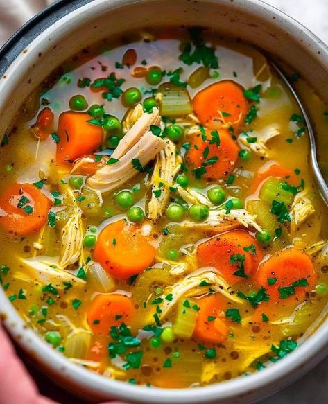 Stanley Tucci Recipes 🍝🍛🌭🍕 | ANTI INFLAMMATORY TURMERIC CHICKEN SOUP🍲🥥✨ | Facebook Turmeric Chicken Soup, Chicken And Vegetable Soup, Turmeric Chicken, Quick Soup Recipes, Quick Soup, Easy Recipes For Beginners, Protein Shake Recipes, Grandmas Recipes, Chicken Soup Recipes