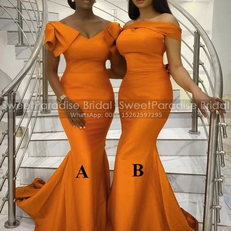 Cheap Long Bridesmaid Dresses, African Bridesmaids, Orange Mermaid, Mermaid Long Bridesmaid Dresses, Cheap Bridesmaid Dresses Online, Orange Bridesmaid, Wedding Party Bridesmaid, Bridesmaid Dress Styles, Cheap Bridesmaid Dresses