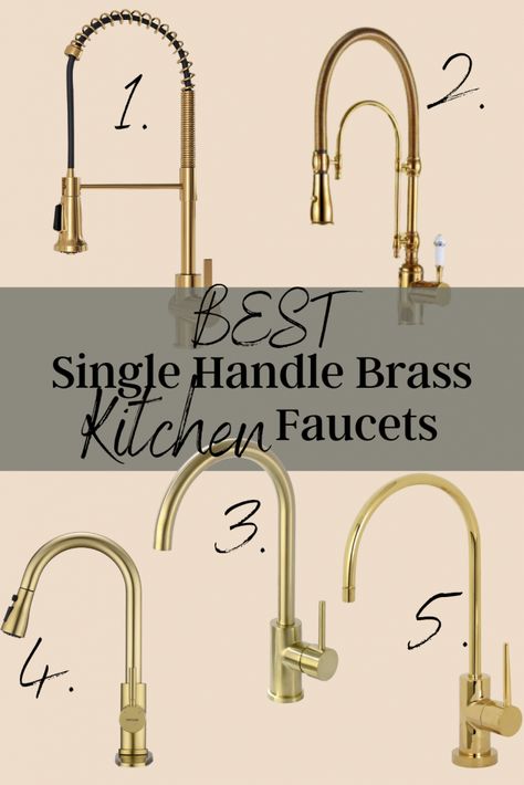 Gold Faucets Kitchen, Kitchen Brass Faucet, Kitchen Faucets 2023, Brass Kitchen Sink Faucet, Kitchen With Gold Faucet, Kitchen Gold Faucet, Mixing Metals Kitchen, Modern Kitchen Faucet Brass, Farmhouse Faucet Kitchen