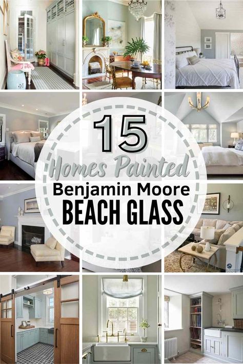 Benjamin Moore Beach Glass 1564 is a serene, popular blue-green Ben Moore paint color. Learn comparable colors, coordinating paint shades, undertones & see this paint used in 15 REAL homes to help you decide if it's the right shade for you! #benjaminmoore #benjaminmoorebeachglass #benjaminmoorebeachglassbedroom #benjaminmoorebeachglasskitchen #benjaminmoorebeachglasscabinets #benjaminmoorebeachglasslivingroom #benjaminmoorebeachglasspaint #benjaminmoorebeachglassbathroom #paint #paintpalette Benjamin Moore Coastal Color Palette, Benjamin Moore Beach Colors, Lake House Paint Colors Interior Benjamin Moore, Beach House Paint Colors Interior Benjamin Moore, Beach Glass Color Palette, Benjamin Moore Beach Glass Coordinating Colors, Benjamin Moore Sea Glass Paint, Benjamin Moore Beach House Colors, Best Bedroom Paint Colors Benjamin Moore