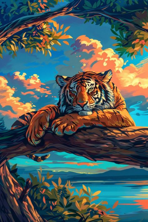 Vibrant Office, Jungle Poster, Paint Book, Africa Art Design, Tiger Artwork, Moe Art, Tiger Drawing, Gcse Art Sketchbook, Tiger Painting