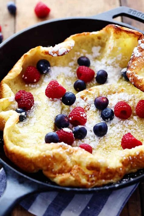 Best Ever German Oven Pancake Pancake With Fruit, Oven Pancake Recipe, Puff Pancakes, German Oven Pancake, Oven Pancake, German Pancakes Recipe, Dutch Oven Camping Recipes, Breaking Fast, Oven Pancakes