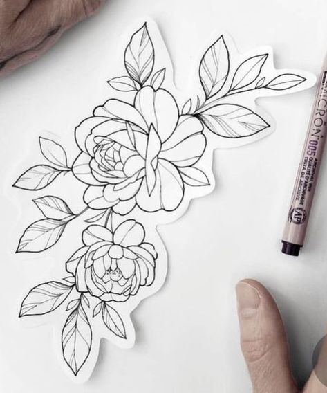 Flash Designs, Flower Tattoo Drawings, Illustration Tattoo, Elbow Tattoos, Tattoo Templates, Peonies Tattoo, Tatuaje A Color, Floral Tattoo Design, Simple Rose