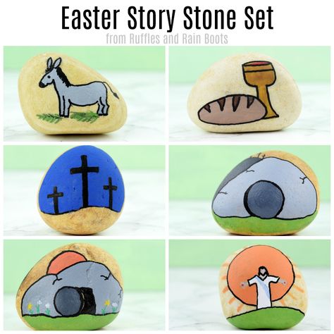 The Story Of Easter, Christ Centered Easter, Easter Lessons, Easter Sunday School, Candy Easter Basket, April Crafts, Easter Arts And Crafts, Story Stone, Story Stones