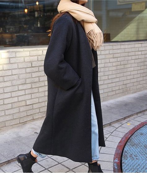 Black coat outfit