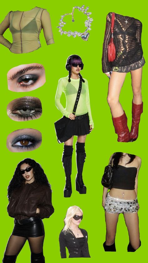 Brat Night Outfit, Brat Outfits Aesthetic, Brat Rave Outfits, Brat Summer Outfit Aesthetic, Brat Themed Outfit, Brat Inspired Outfits, Charlixcx Brat Outfit, Brat Party Outfit, Brat Outfits Ideas