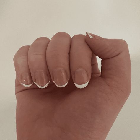 French Manicure At Home, How To Paint French Tips, Easy French Manicure, French Nails At Home, French Manicure Hacks, French Manicure Diy, At Home French Manicure, At Home French Tips, French Tip Nails Diy