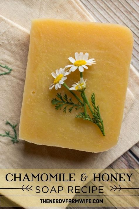 Learn how to use honey or agave nectar in soap, plus how to use it in this Chamomile & Honey Soap Recipe. Honey Soap Recipe, Cold Process Soap Recipes, Fancy Soap, Recipes Learn, Soap Making Recipes, Soap Making Supplies, Honey Soap, Homemade Soap Recipes, Diy Beauty Recipes