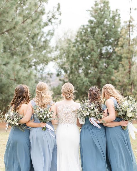 Azazie on Instagram: “A dreamy squad in Sky Blue + Steel Blue 💙✨ What are your thoughts on incorporating Something Blue? 😍⁠ ⁠ 📸 @annalise_foster_⁠ #azazie…” Azazie Steel Blue, Dusty Blue Winter Wedding, Blue Winter Wedding, Matching Robes, Blue Winter, Event Coordinator, Blue Bridesmaids, Blue Steel, Morning Wedding