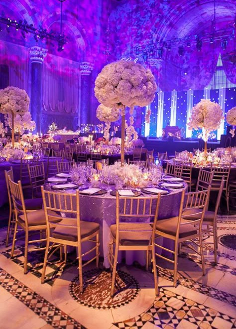 round table with high centerpiece Quinceanera Reception, Gold Wedding Decorations Receptions, Purple Wedding Reception, Sweet 15 Party Ideas Quinceanera, Sweet 15 Party Ideas, Gold Wedding Reception, Quince Decorations, Quinceanera Decorations, Quinceanera Themes