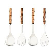 Gold Kitchen Utensils, Bamboo Silverware, Bamboo Kitchen Utensils, Bamboo Flatware, Spoon And Fork Set, Bamboo Roots, Bamboo Utensils, Kitchen Party, Party Buffet