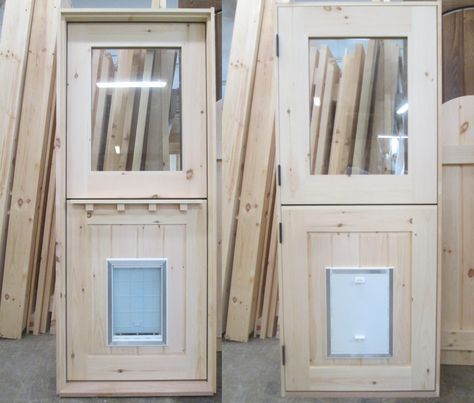 Doors With Doggie Doors Built Ins, Pony Door, Dutch Door With Doggie Door, Dutch Door With Dog Door, Dog Door Ideas, Dutch Dog Door, Hinged Dog Door, Pocket Door Pet Gate Diy, Mini Barn Door For Dog Door