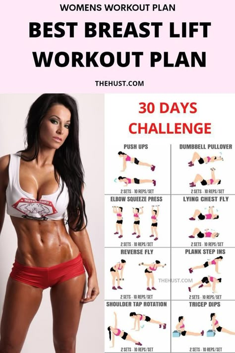 Breast Lift Workout, Breast Lift Exercise, Lift Workout, Latihan Dada, Lifting Workouts, Breast Workout, Workout Plan For Women, Body Workout Plan, Breast Lift