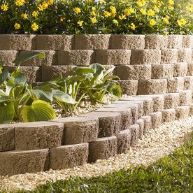 Sand Cheap Retaining Wall, Small Landscaping, Retaining Wall Ideas, Concrete Retaining Wall, Diy Retaining Wall, Retaining Wall Block, Hill Landscaping, Retaining Wall Blocks, Garden Blocks