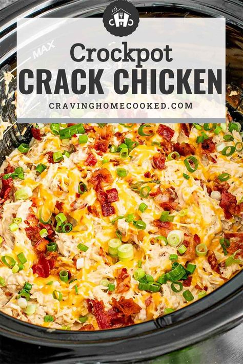 🍗🧀 Dive into the world of flavors with this Crockpot Crack Chicken! It’s not just another chicken recipe; it's a creamy, cheesy, and insanely delicious meal! Perfectly seasoned with ranch dressing mix, enriched with cream cheese, and infused with the crunchiness of bacon, this dish will have your family running to the dinner table! 🍽✨ It’s a super easy and convenient recipe, making it the ultimate comfort food for any day of the week! 🥘💕 #CrockpotRecipes #ChickenRecipes #ComfortFood Dinner Ideas With Ranch Seasoning, Leto Cracked Chicken Crock Pot, Easy Dump Chicken Crockpot Meals, Shredded Chicken Crockpot Meals, Crockpot Chicken Potluck Recipes, Crockpot Recipes With Shredded Chicken, Award Winning Crockpot Recipes, Canned Chicken Crockpot Recipes, Potluck Crockpot Ideas