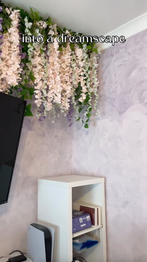 Wisteria Flower Wall Wisteria Wall Decor, Hanging Wisteria Bedroom, Wisteria Room Decor, Wisteria Bedroom, Wisteria Wall, Wisteria Flower, Washroom Decor, Luxury Store, Wisteria