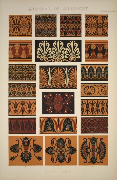 Grammar Of Ornament, Cultural Patterns, Greek Decor, Owen Jones, Greek Pattern, Marquesan Tattoos, Greek Pottery, Graphic Design Books, Greek Vases