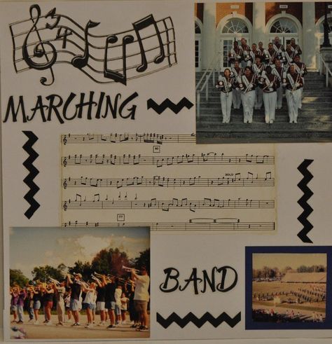 I want to make something like this for my senior year of band for my band friends :) Senior Scrapbook Ideas, Senior Year Scrapbook, Marching Band Gift, School Layouts, Senior Night Posters, Senior Posters, School Scrapbook Layouts, Graduation Scrapbook, Scrappy Doo